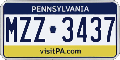PA license plate MZZ3437