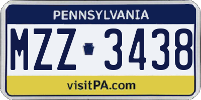 PA license plate MZZ3438