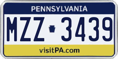 PA license plate MZZ3439