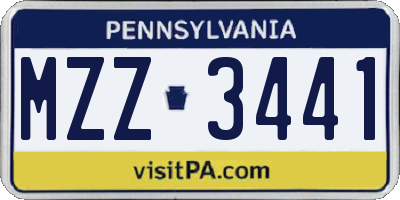 PA license plate MZZ3441