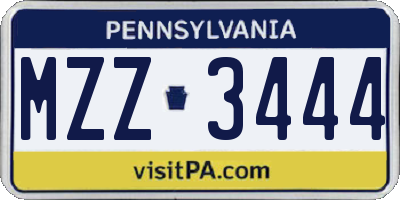 PA license plate MZZ3444