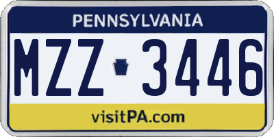 PA license plate MZZ3446