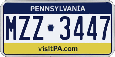 PA license plate MZZ3447