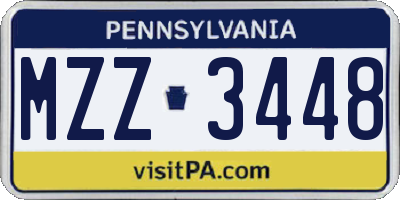 PA license plate MZZ3448