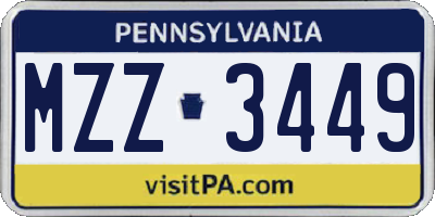 PA license plate MZZ3449