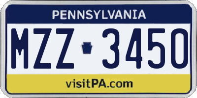 PA license plate MZZ3450