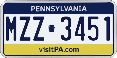 PA license plate MZZ3451