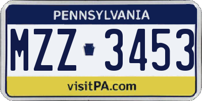 PA license plate MZZ3453