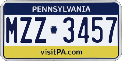 PA license plate MZZ3457