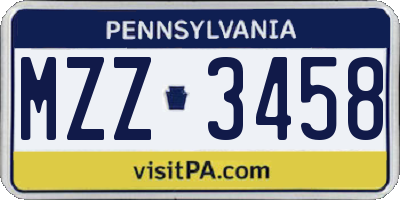 PA license plate MZZ3458