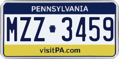 PA license plate MZZ3459