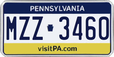 PA license plate MZZ3460