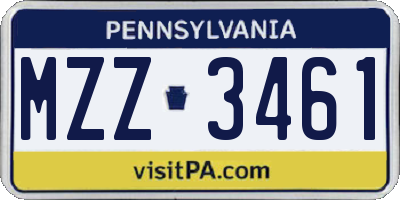 PA license plate MZZ3461