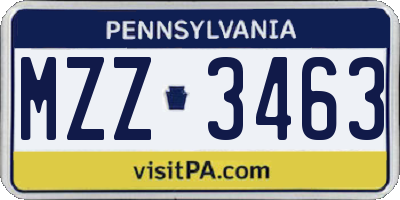 PA license plate MZZ3463