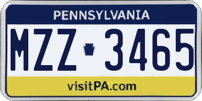 PA license plate MZZ3465