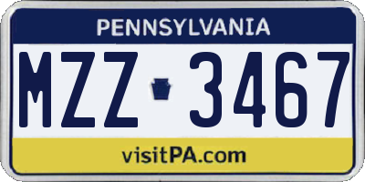 PA license plate MZZ3467
