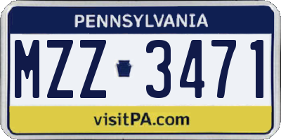 PA license plate MZZ3471