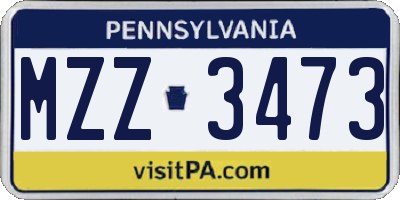 PA license plate MZZ3473