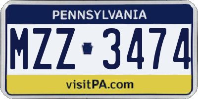 PA license plate MZZ3474