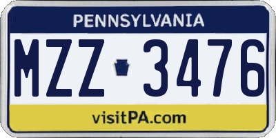 PA license plate MZZ3476