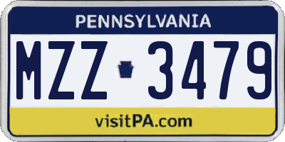 PA license plate MZZ3479