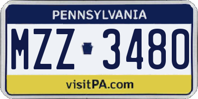 PA license plate MZZ3480