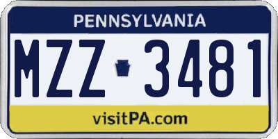 PA license plate MZZ3481