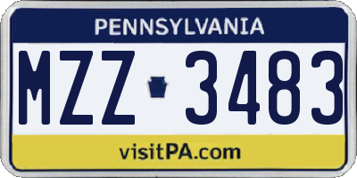 PA license plate MZZ3483