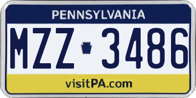 PA license plate MZZ3486
