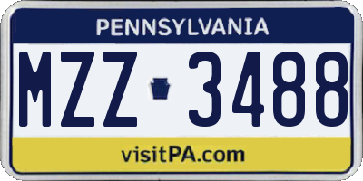 PA license plate MZZ3488