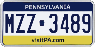 PA license plate MZZ3489