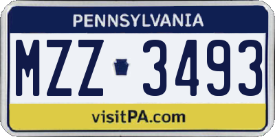 PA license plate MZZ3493