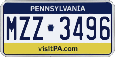PA license plate MZZ3496