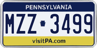 PA license plate MZZ3499