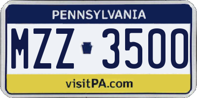 PA license plate MZZ3500