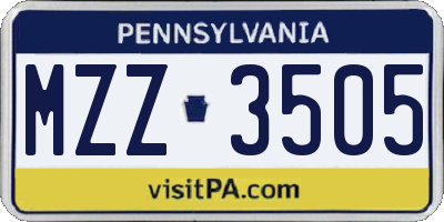 PA license plate MZZ3505