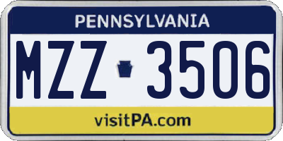 PA license plate MZZ3506