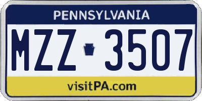 PA license plate MZZ3507