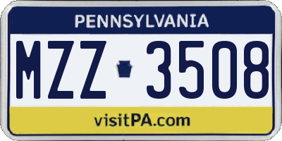 PA license plate MZZ3508
