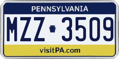 PA license plate MZZ3509