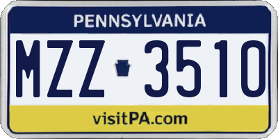 PA license plate MZZ3510