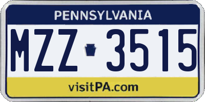 PA license plate MZZ3515
