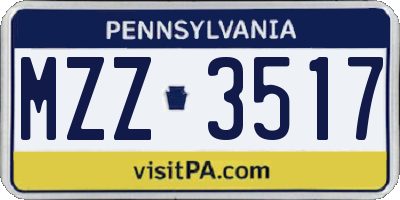PA license plate MZZ3517