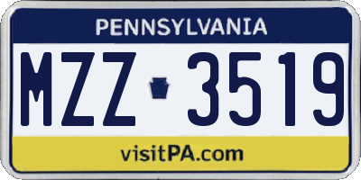 PA license plate MZZ3519