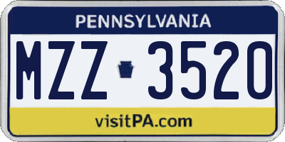 PA license plate MZZ3520