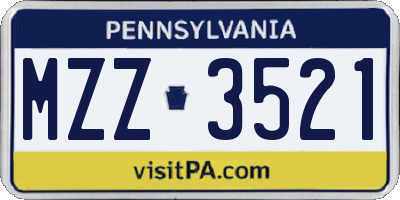 PA license plate MZZ3521