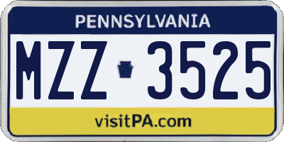 PA license plate MZZ3525