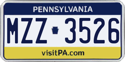 PA license plate MZZ3526