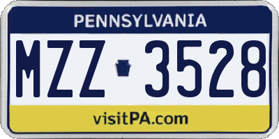 PA license plate MZZ3528