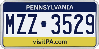 PA license plate MZZ3529